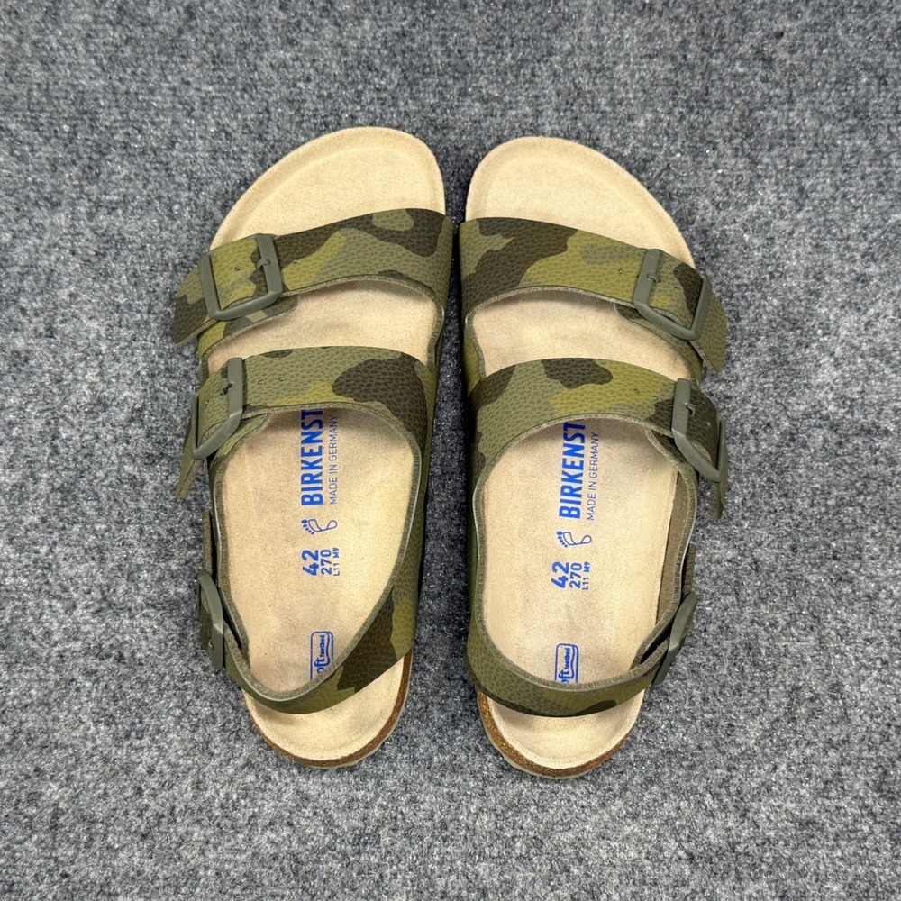 Birkenstock Milano Sandals Men's 9 Desert Soil Camouflage Green Soft Footbed - Picture 8 of 11